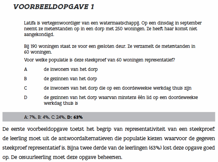 Deze voorbeeldopgave geeft de indruk dat het hier eigenlijk gaat over logisch redeneren, los van de aangehaalde context.