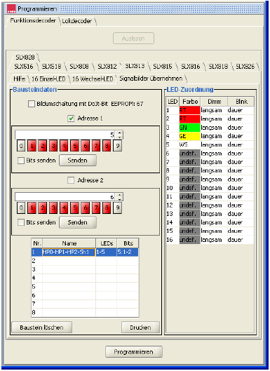 pagina 10 van 12 Gebruik van de SX-desktop: Om de voorgedefinieerde seinbeelden in de SLX813 te gebruiken moet de programmeer- en monitorsoftware gebruikt worden.