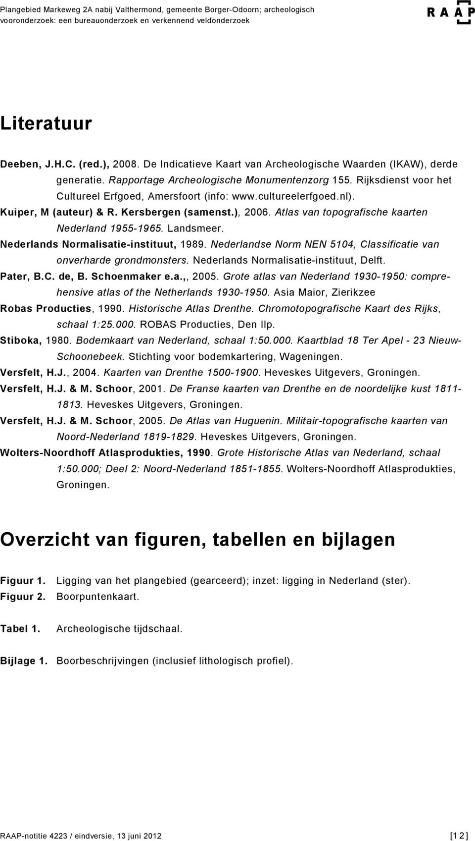 Nederlands Normalisatie-instituut, 1989. Nederlandse Norm NEN 5104, Classificatie van onverharde grondmonsters. Nederlands Normalisatie-instituut, Delft. Pater, B.C. de, B. Schoenmaker e.a.,, 2005.