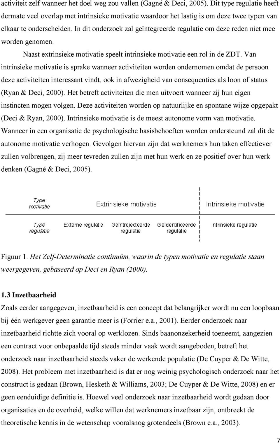 In dit onderzoek zal geïntegreerde regulatie om deze reden niet mee worden genomen. Naast extrinsieke motivatie speelt intrinsieke motivatie een rol in de ZDT.