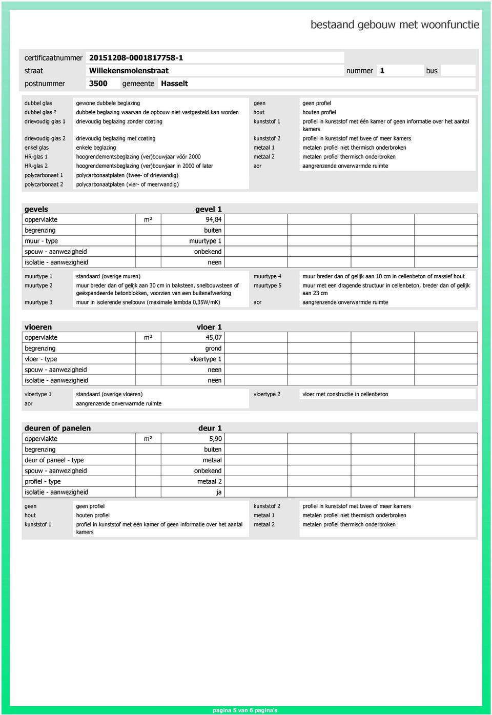 informatie over het aantal kamers drievoudig glas 2 drievoudig beglazing met coating kunststof 2 profiel in kunststof met twee of meer kamers enkel glas enkele beglazing metaal 1 metalen profiel niet