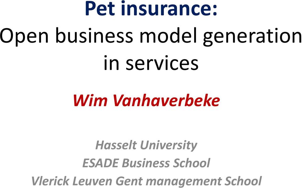 Vanhaverbeke Hasselt University ESADE