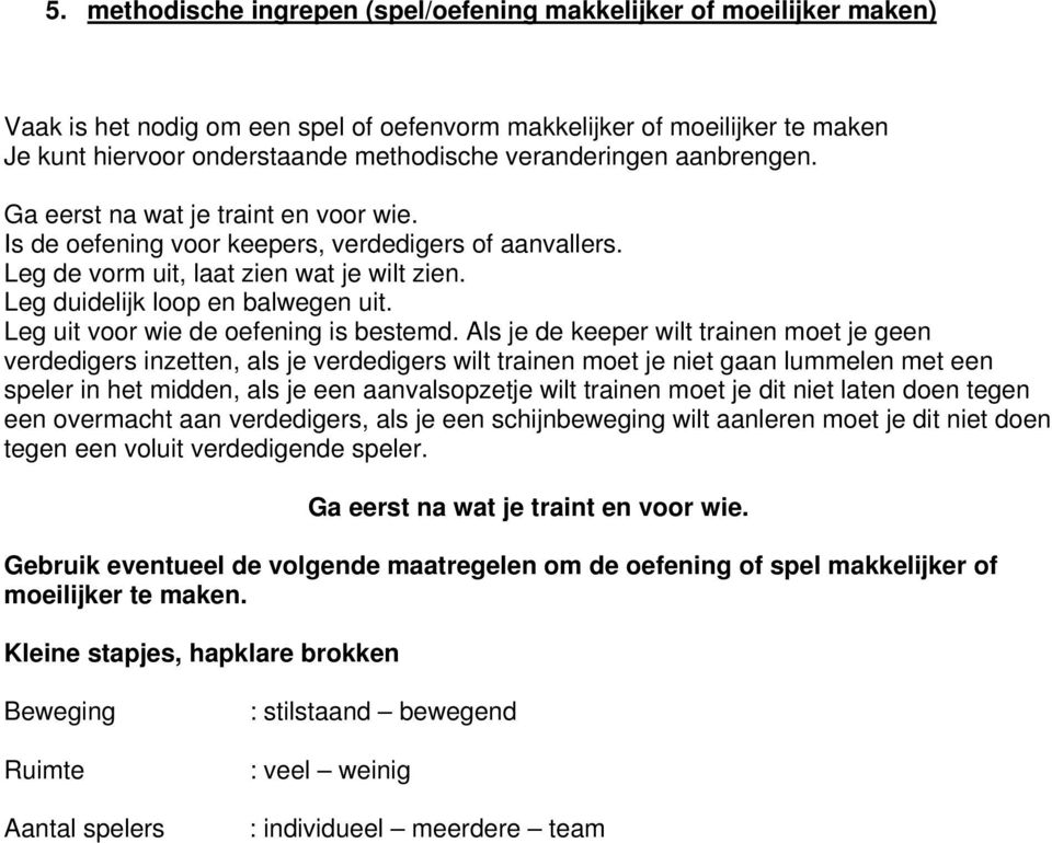 Leg duidelijk loop en balwegen uit. Leg uit voor wie de oefening is bestemd.