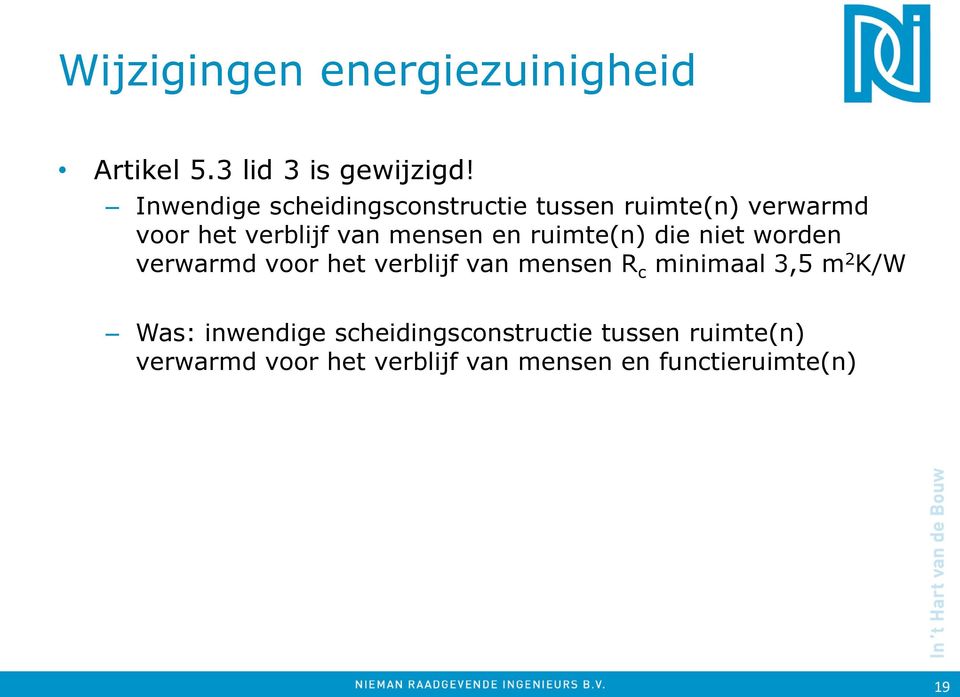 en ruimte(n) die niet worden verwarmd voor het verblijf van mensen R c minimaal 3,5 m 2