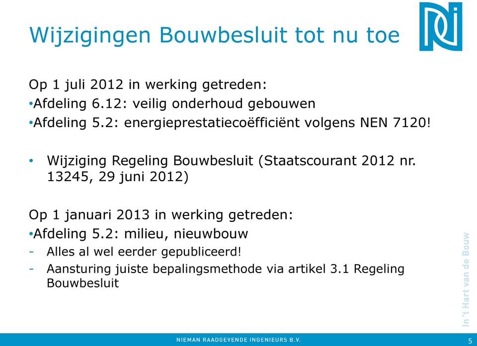 Wijziging Regeling Bouwbesluit (Staatscourant 2012 nr.