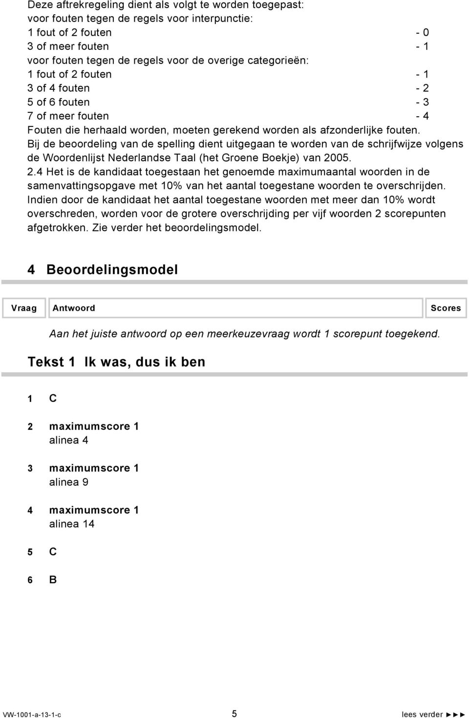 Bij de beoordeling van de spelling dient uitgegaan te worden van de schrijfwijze volgens de Woordenlijst Nederlandse Taal (het Groene Boekje) van 20