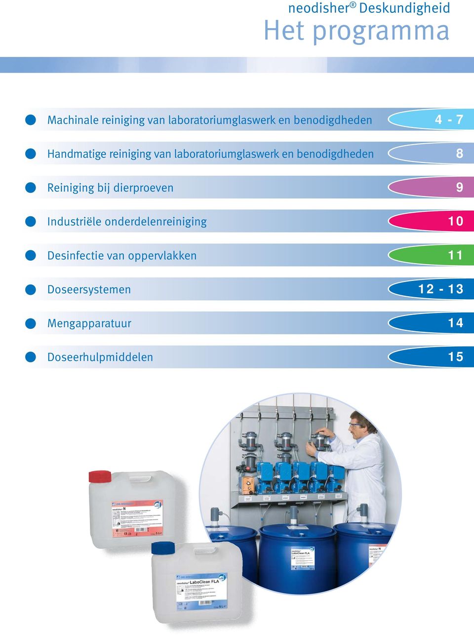 benodigdheden 8 Reiniging bij dierproeven 9 Industriële onderdelenreiniging 10