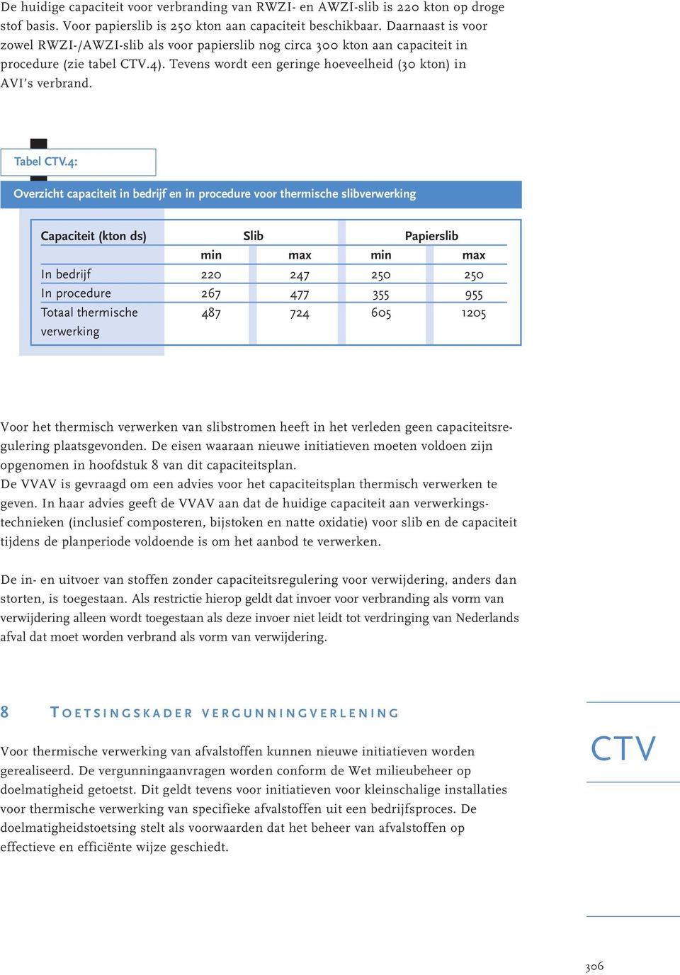 4: Overzicht capaciteit in bedrijf en in procedure voor thermische slibverwerking Capaciteit (kton ds) Slib Papierslib min max min max In bedrijf 220 247 250 250 In procedure 267 477 355 955 Totaal