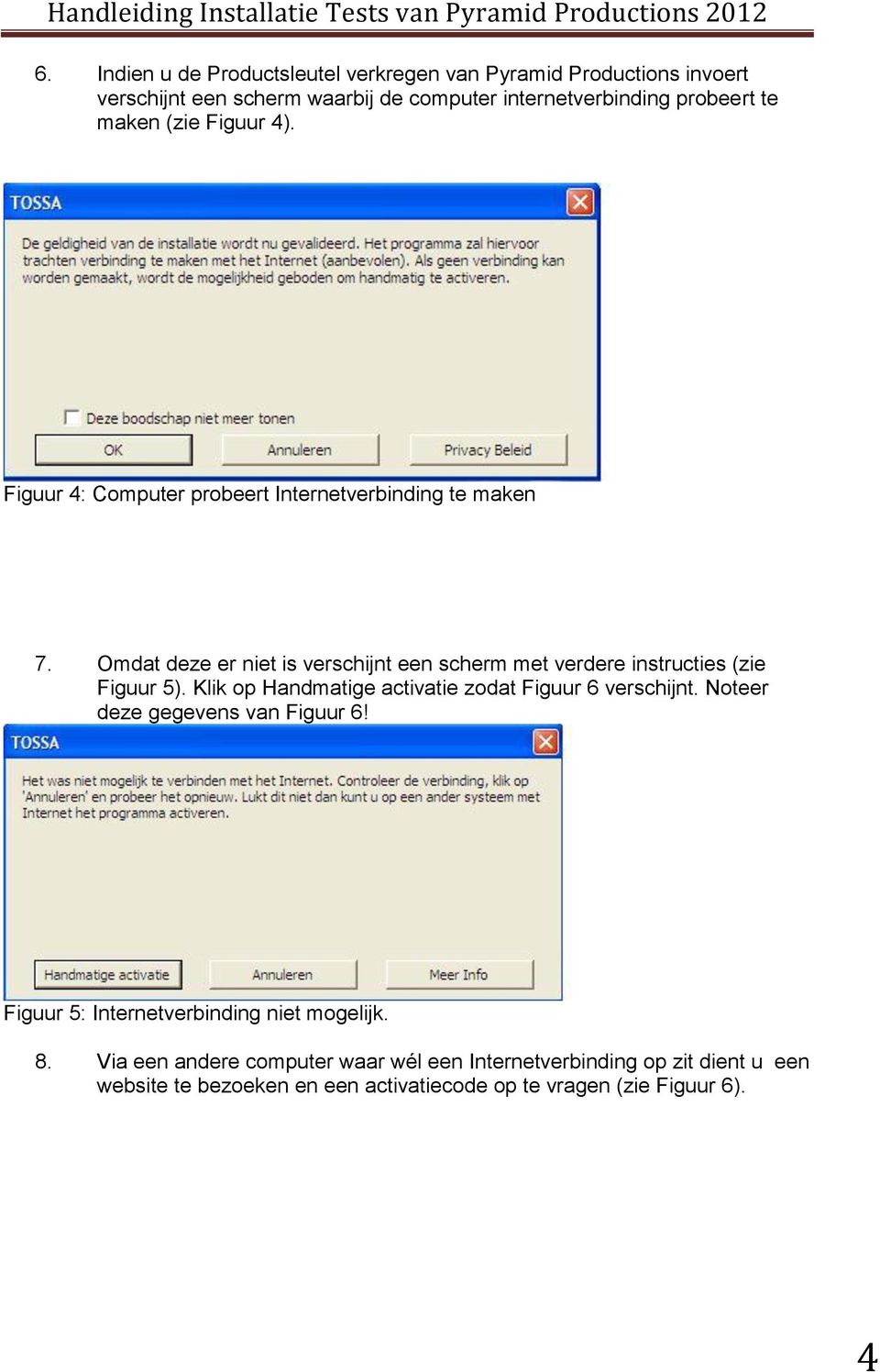 Omdat deze er niet is verschijnt een scherm met verdere instructies (zie Figuur 5). Klik op Handmatige activatie zodat Figuur 6 verschijnt.