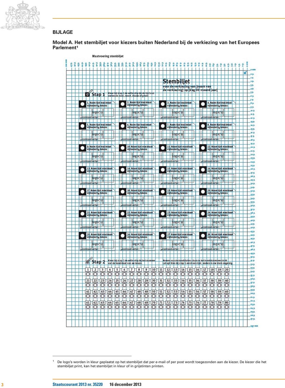 1 1 De logo s worden in kleur geplaatst op het stembiljet dat per e-mail of per post wordt