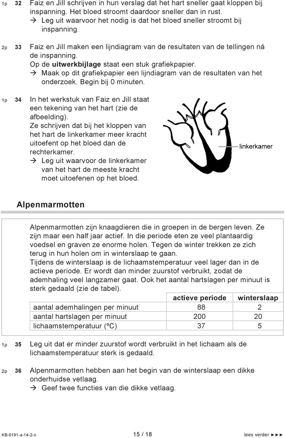 Op de uitwerkbijlage staat een stuk grafiekpapier. Maak op dit grafiekpapier een lijndiagram van de resultaten van het onderzoek. Begin bij 0 minuten.