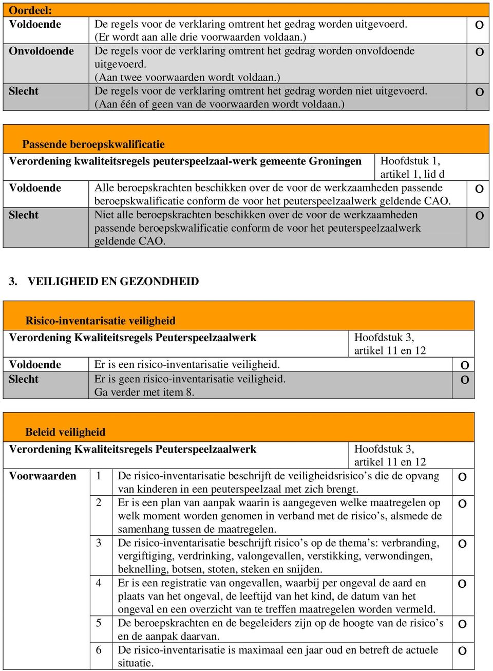) Passende beroepskwalificatie Verordening kwaliteitsregels peuterspeelzaal-werk gemeente Groningen Hoofdstuk 1, artikel 1, lid d Alle beroepskrachten beschikken over de voor de werkzaamheden