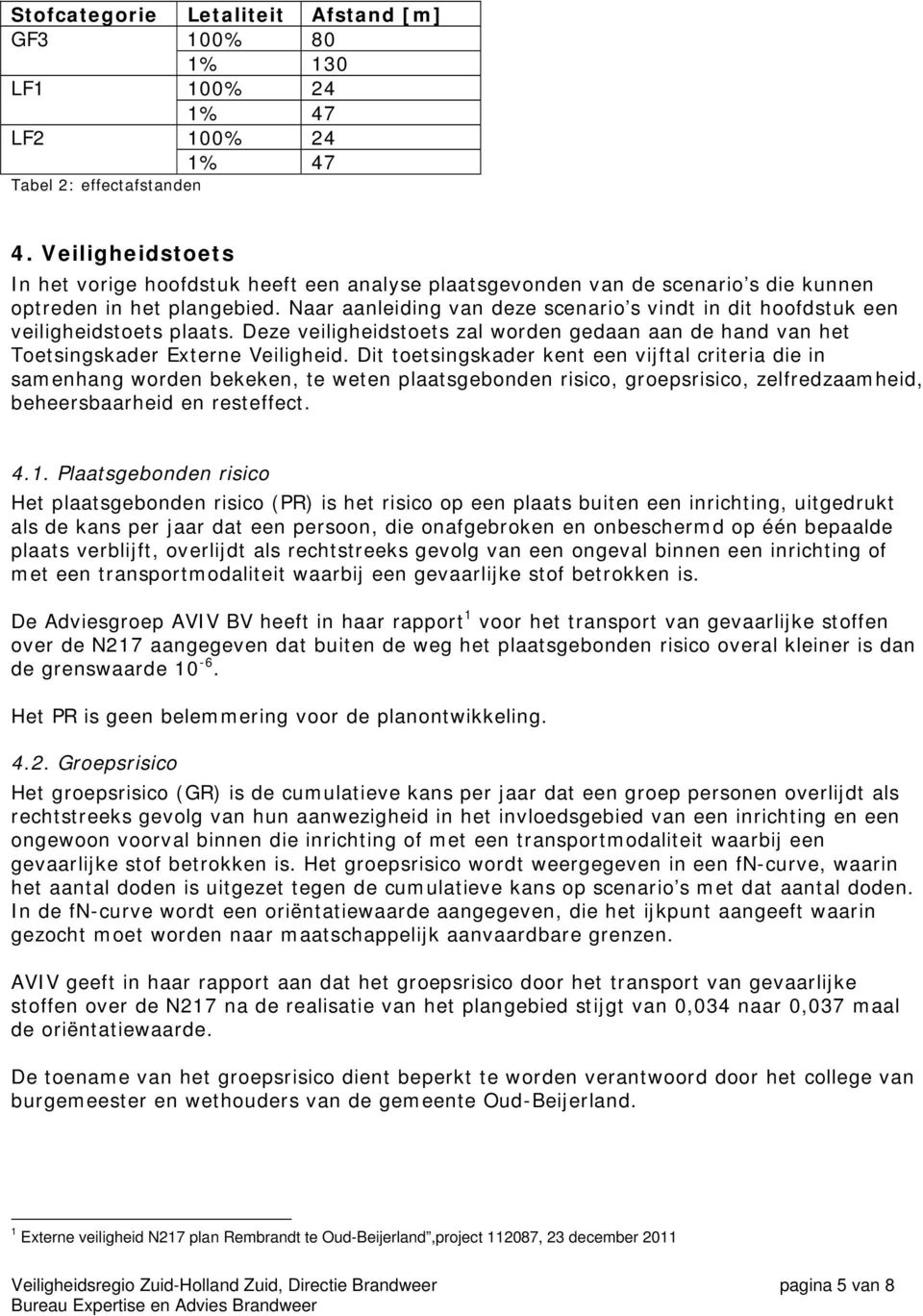 Naar aanleiding van deze scenario s vindt in dit hoofdstuk een veiligheidstoets plaats. Deze veiligheidstoets zal worden gedaan aan de hand van het Toetsingskader Externe Veiligheid.