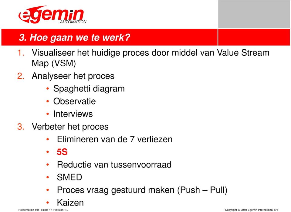 Analyseer het proces Presentation title slide 17 version 1.