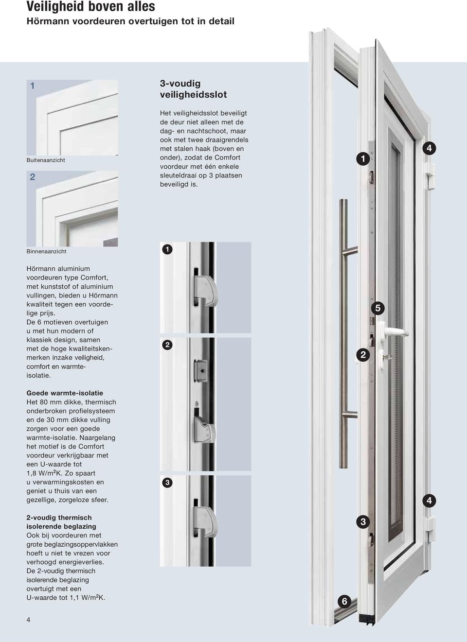 1 4 Binnenaanzicht 1 Hörmann aluminium voordeuren type Comfort, met kunststof of aluminium vullingen, bieden u Hörmann kwaliteit tegen een voordelige prijs.