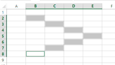 je een aantal van elkaar losstaande cellen dezelfde celeigenschappen meegeven, selecteer dan de eerste cel, houd de Ctrl-toets ingeduwd en klik de overige cellen er telkens bij. 4.