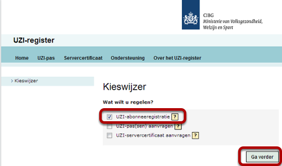 Registreren als abonnee Om een server certificaat te kunnen aanvragen dient uw organisatie eerst abonnee te zijn bij het UZI register (Unieke Zorgverlener Identificatie Register).