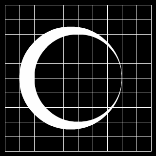 Op ruitjespapier van diameter van cm bij cm zijn twee cirkels getekend. De grootste cirkel heeft een cm.