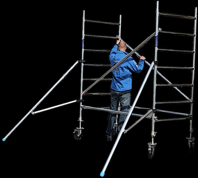 6. Plaats 2 diagonaal schoren op de 2e sport van het frame, en klik ze op de 6e sport van het tegenoverstaande frame. Plaats 2 diagonalen per sectie.