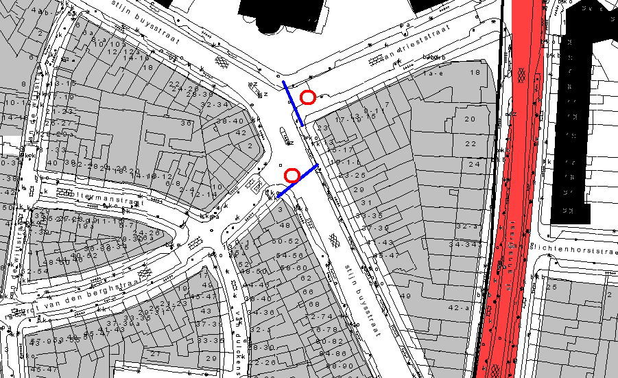 nummer : VR-219 Binnenkomst Status/roepnr : : Stijn Buyststraat - Burgh.v.d.Berghstraat - van Trieststraat Tijdstippen postbezetting : 09.00-afloop Aflospost : : 1 ev.verk.reg.