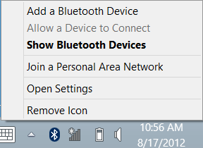 42 - Een Bluetooth-verbinding gebruiken In het systeemvak klikt u op het Bluetooth-pictogram en