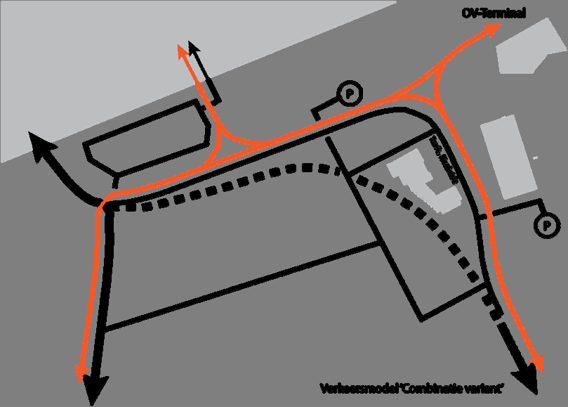 4.4 Model 3: combinatie tunnel-maaiveld Dit model gaat uit van een tunnel voor doorgaand verkeer naar de binnenstad vanaf de Graadt van Roggenweg.