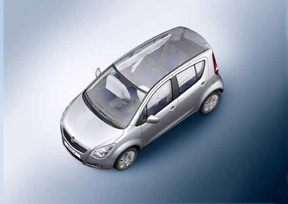 Veiligheidsconstructie. De basis voor de passieve veiligheid van de Opel Agila wordt gevormd door een stijve passagierskooi.