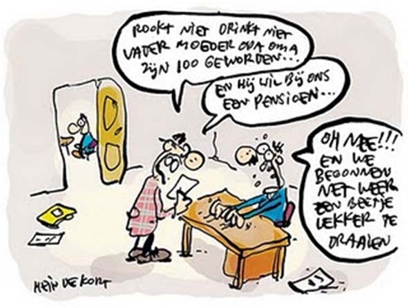 Wat komt er op ons af Snellere verhoging van de AOW: 2013 2014 2015 2016 2017 2018 2019 2020 2021 2022 67 plus gekoppeld aan 65 1 mnd 65 2 mnd 65 3 mnd 65 6 mnd 65 9 mnd 66 0 mnd 66 4 mnd 66 8 mnd 67