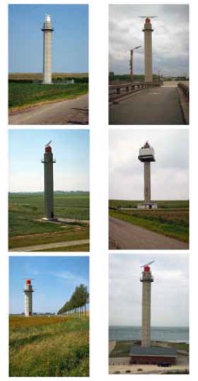 Afbeelding 2: Ontwerp van de radartoren (RBOI, 2011) en foto s van vergelijkbare radartorens (Bosch Slabbers, 2011).