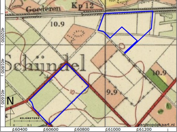 22 Figuur 1: Het plangebied op de Bonnekaart van 1928