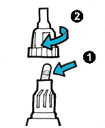 3. Houd de romp van de inhalator vast en draai het mondstuk ervan af, tegen de wijzers van de klok in.