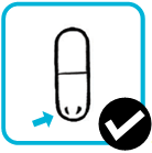7. Houd de inhalator met het mondstuk naar beneden gericht. Prik de capsule door, door de blauwe knop stevig in te drukken met uw duim tot het niet verder kan en laat de knop vervolgens los.