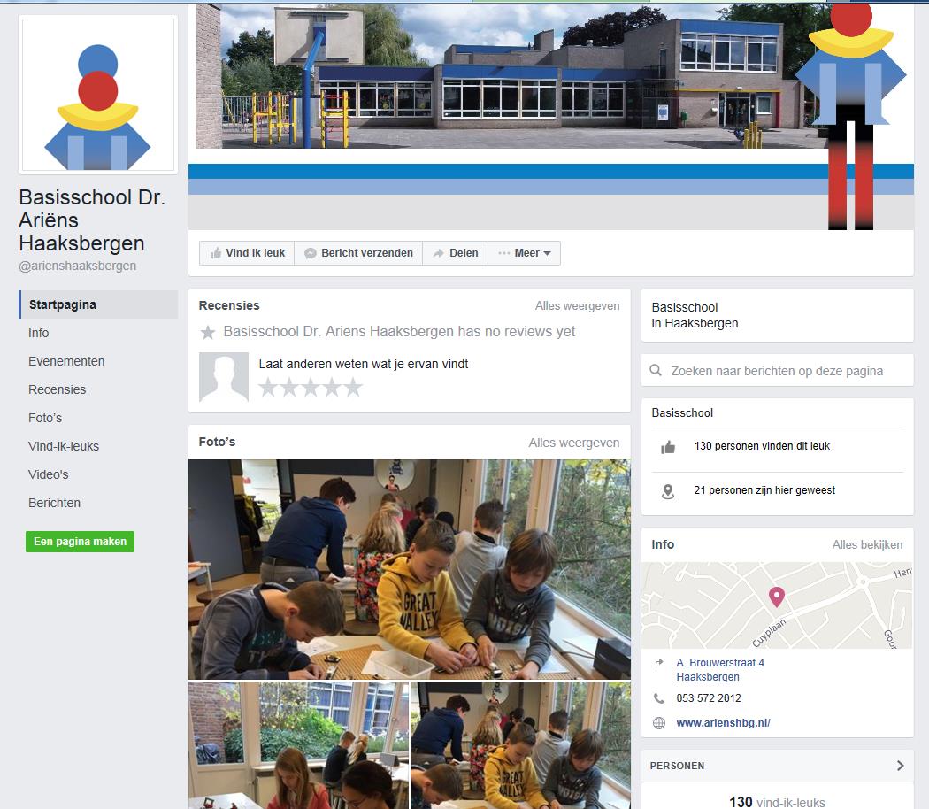 Basisschool Dr. Ariëns op Facebook! Wist u dat wij een eigen Facebook pagina hebben? De berichten die op onze website (www.arienshbg.