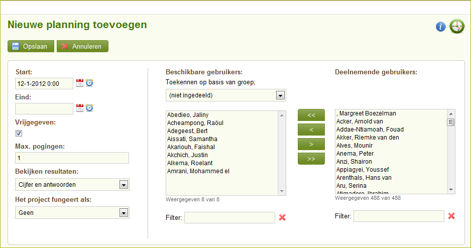 Quayn Portal toets inplannen