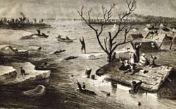 FASE 5 (1843-1866): VAN LINIE NAAR VOORPOST Tafereel van de doorbraak van de Grebbedijk in 1855 Fase 5 (1843-1866): Van linie naar voorpost Na de gewonnen slag bij Jena zag Napoleon geen gevaar meer