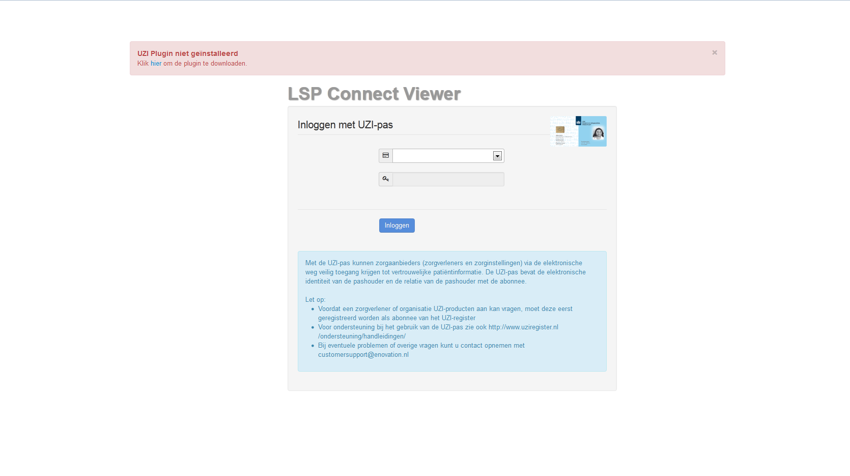 2.1 Browsers De lspconnect Viewer maakt gebruik van een browser-plug-in. Bij eerste gebruik zal een melding worden gegeven dat deze plug-in nog niet is geïnstalleerd.