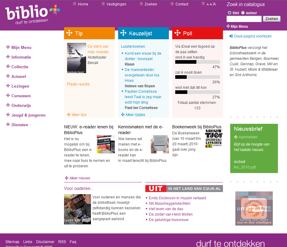 Nieuwe website In april lanceerde BiblioPlus de volledig vernieuwde website.