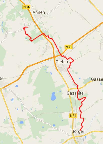 7 Emmen Groningen in langere trajecten Traject Borger - Anloo 23 km GPX: http://www.everytrail.com/view_trip.php?