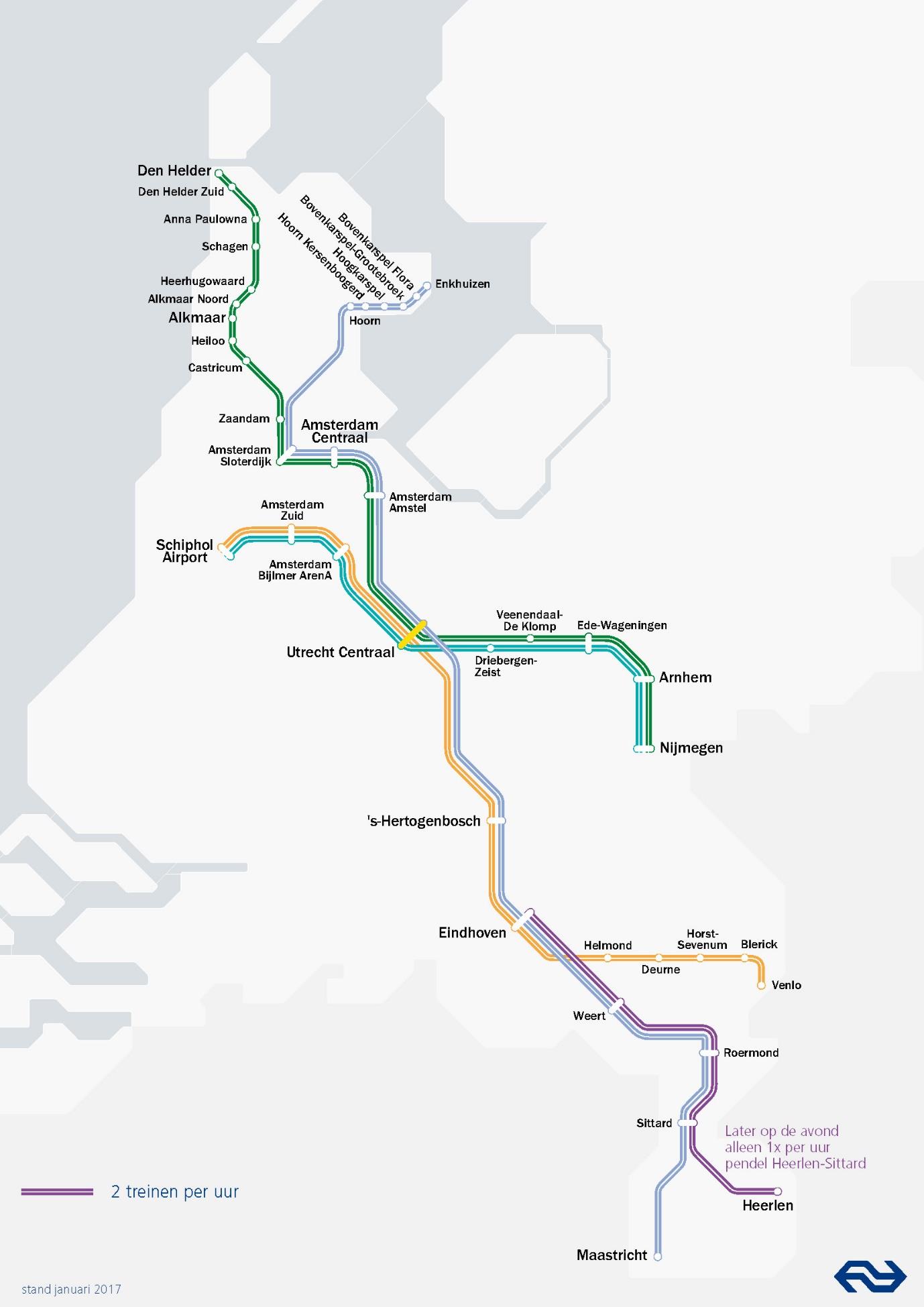 Figuur 3: Intercity s op de corridor Amsterdam-Eindhoven