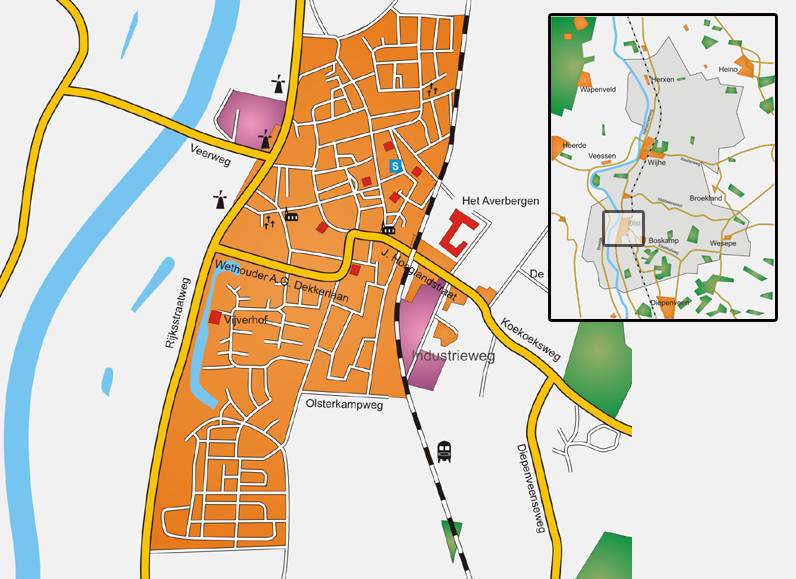 4.4. Kern Olst Het centrum van Olst is heringericht. De huidige verbinding tussen de Provinciale Weg en Boskamp - Wesepe verloopt via de Kornet van Limburg Stirumstraat en de Jan Schamhartstraat.