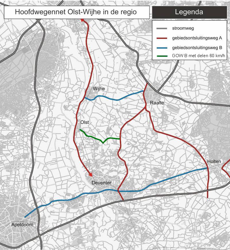 5 Verkeersstructuur De verkeersstructuur in de gemeente Olst-Wijhe is geen op zichzelf staand gegeven. Dit hoofdstuk gaat over de doorgaande structuren op regioniveau.