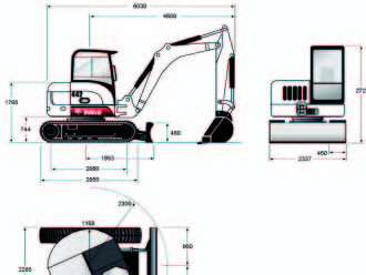 Specificaties Gewicht Bedrijfsgewicht met ROPS-kap Bijkomend gewicht voor stalen rupskettingen Bijkomend gewicht voor circulaire giek Motor Besturing 7500 kg 250 kg 00 kg Merk / Model Deutz /