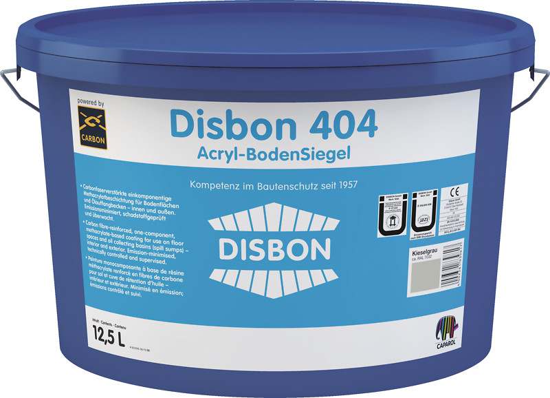 Disbon 404 Acryl-BodenSiegel Met carbonvezelversterkte vloercoating op basis van methacrylaatdispersie voor binnen en buiten. Een component (1K).