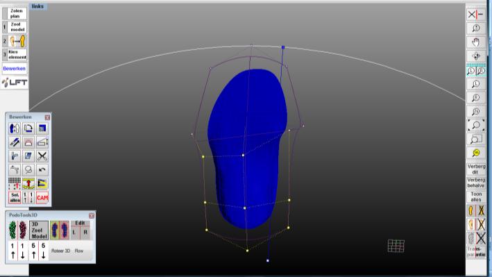 2.2 Roteer 3D Met de Roteer 3D knop kunt u de geselecteerde control points roteren. Nadat u de control points heeft geselecteerd klikt u op de Roteer 3D functie knop.