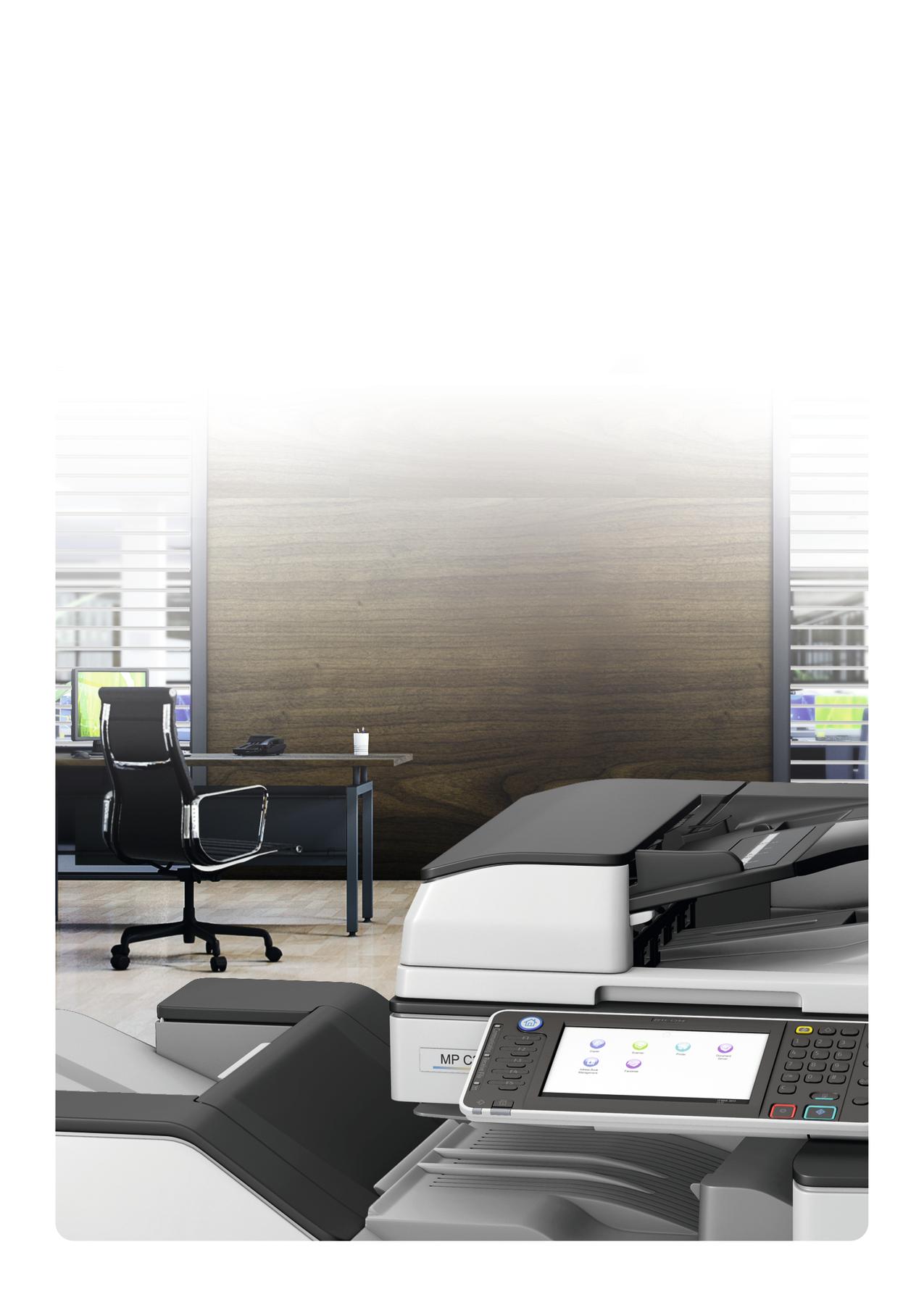 Creëer een hyperefficiënte werkplek Verbeter uw kantoorproductiviteit op drastische wijze met Ricoh s nieuwe multifunctionele kleurenprinters: de MP C3003SP en MP C3503SP.