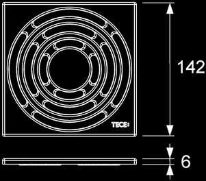 designrooster, rvs, 150 mm, schroefbaar Designrooster 142 x 142 mm, getrokken rvs, materiaal 1.4301 (304), schroefbaar.