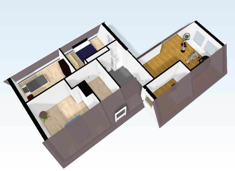 3D tekening eerste verdieping Bovenstaande plattegrond is ter