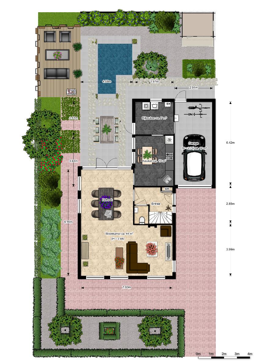 2D tekening begane grond Bovenstaande plattegrond is ter