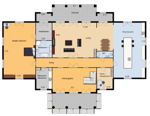 Plattegrond begane grond Aan deze