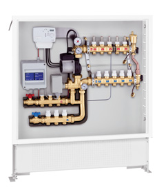 Modulerende thermische regelgroep voor verwarming en koeling met verdeelkit voor primair circuit serie REGI STERED BSI EN ISO : Cert. n FM UNI EN ISO : Cert.